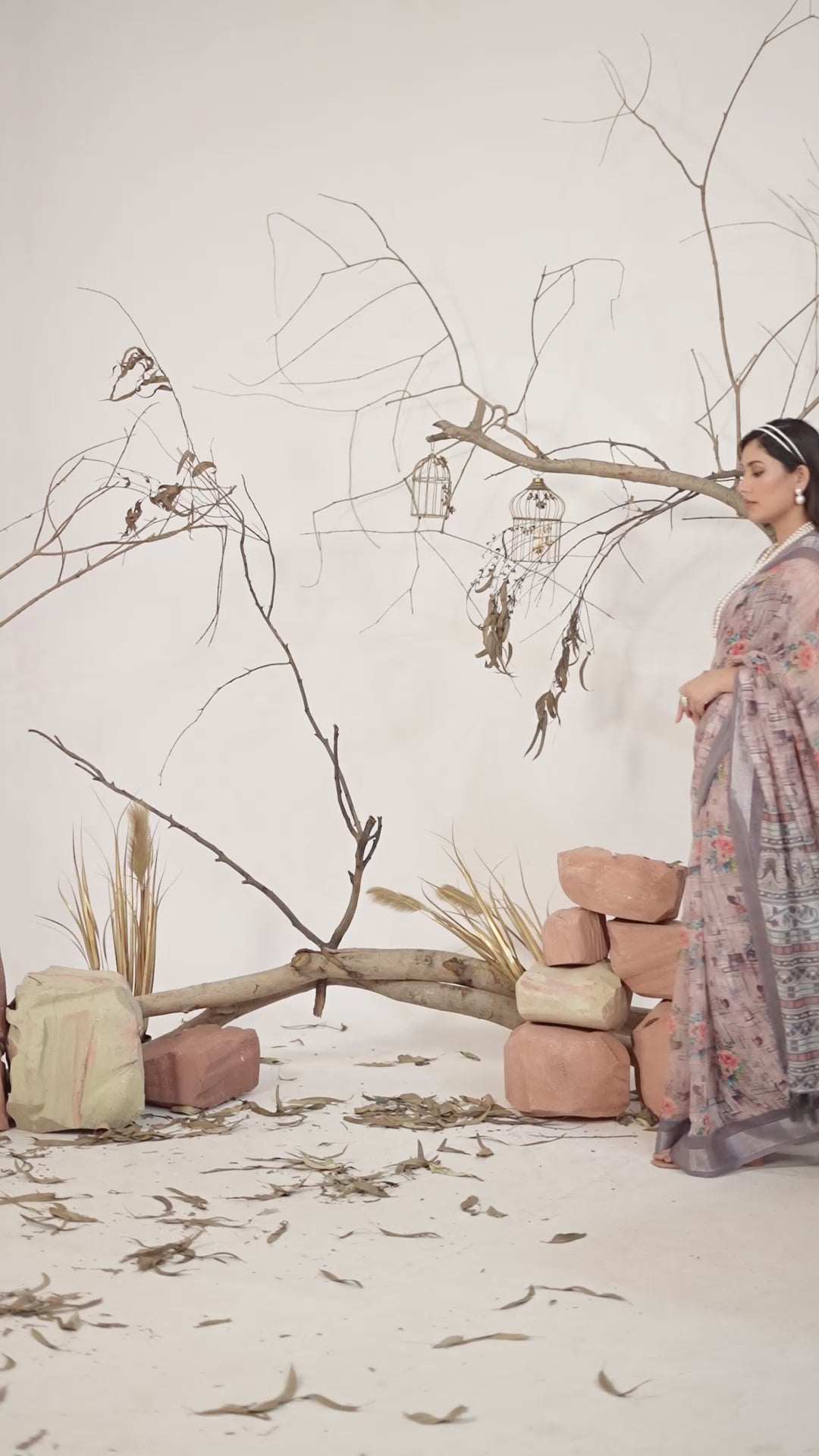 Premium Linen Cotton Saree with Elegant Digital Floral